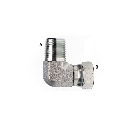 Tompkins Male Pipe to Female Pipe Swivel 90 Elbow: 3/8-18 A, 1/2-14 B 470023